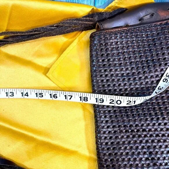 Patricia Nash Leather Woven Large Flap Saddle Crossbody Handbag Boho Purse